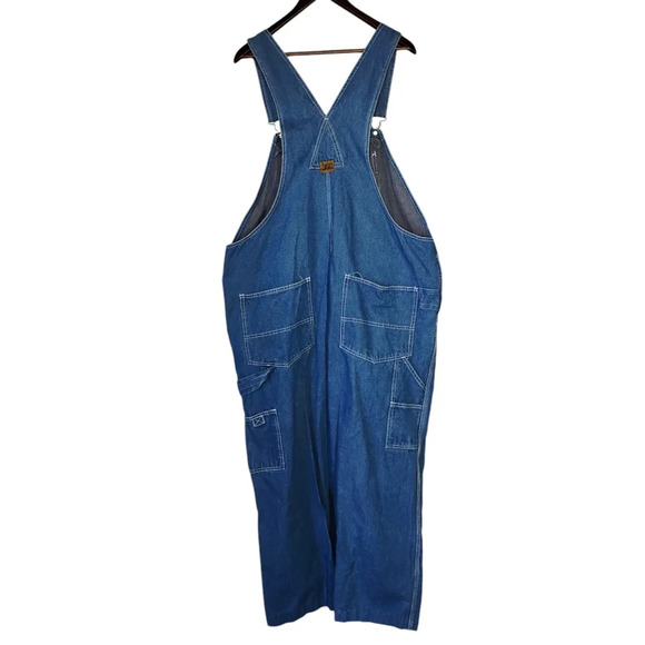 Vintage Big Smith Bib Overalls Blue Denim Carpenter Farmer Men's Size 44x30 - Picture 4 of 16
